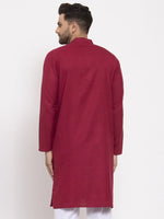 Thumbnail for Jompers Men's Maroon & White Solid Kurta Only - Distacart