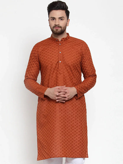 Jompers Men's Brown Chikan Kurta Only - Distacart