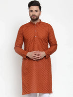 Thumbnail for Jompers Men's Brown Chikan Kurta Only - Distacart