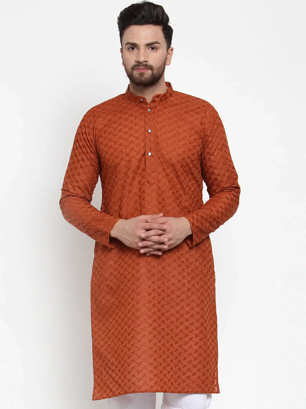 Jompers Men's Brown Chikan Kurta Only - Distacart