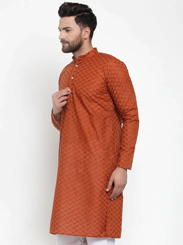 Jompers Men's Brown Chikan Kurta Only - Distacart