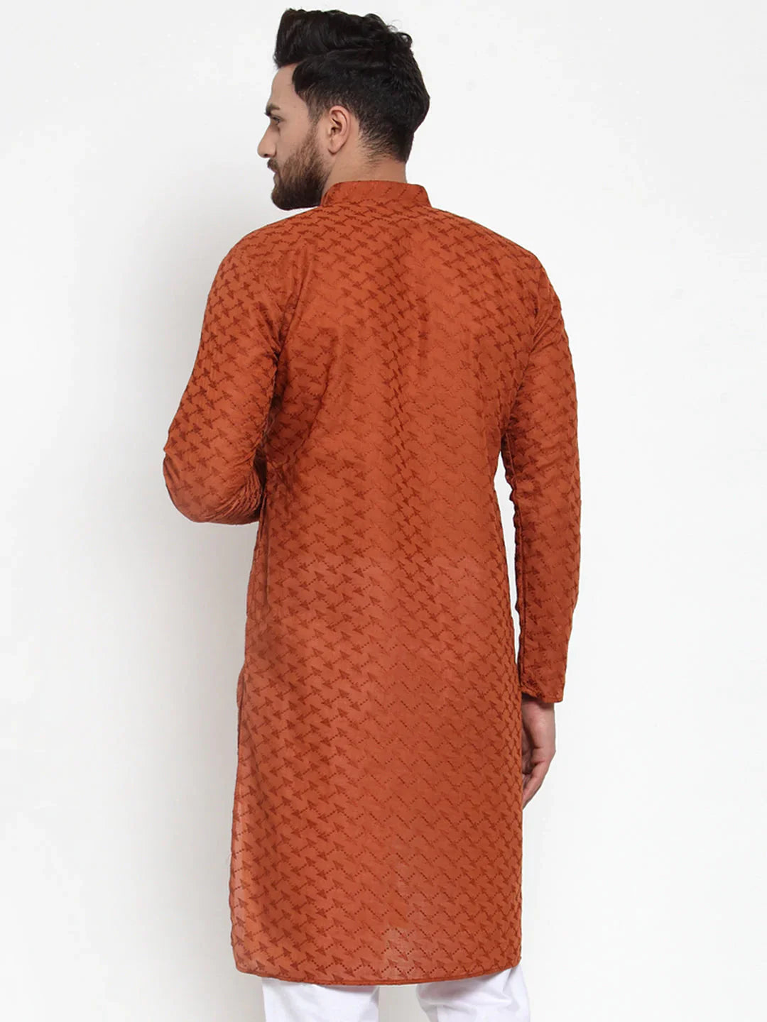 Jompers Men's Brown Chikan Kurta Only - Distacart