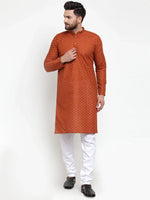 Thumbnail for Jompers Men's Brown Chikan Kurta Only - Distacart