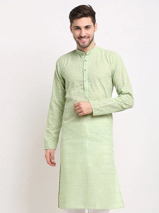 Jompers Men's Green Chikan Kurta Only - Distacart