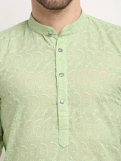Jompers Men's Green Chikan Kurta Only - Distacart