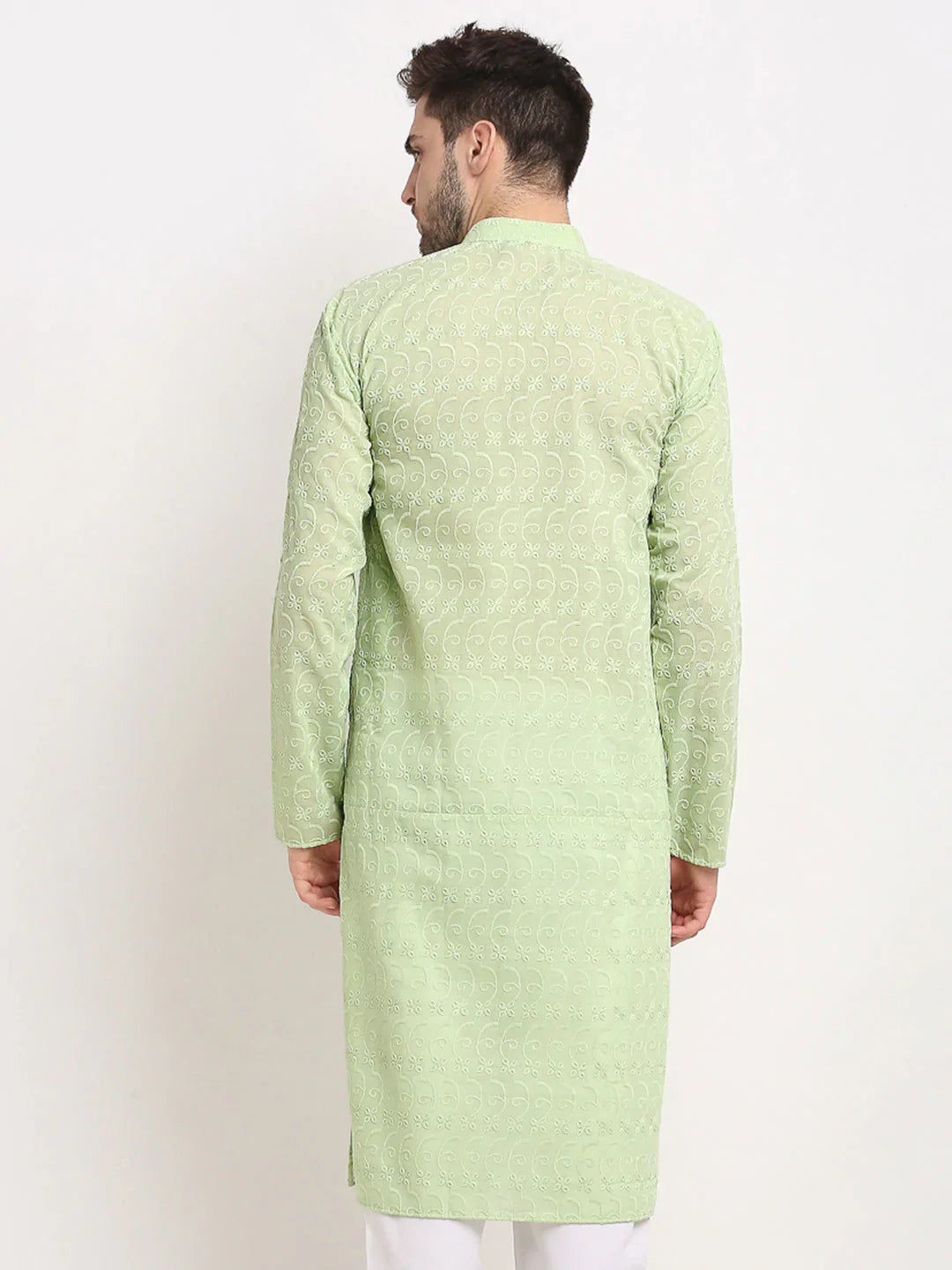 Jompers Men's Green Chikan Kurta Only - Distacart