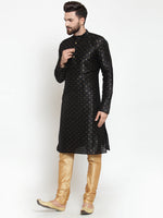 Thumbnail for Jompers Men's Black Woven Design Straight Kurta - Distacart