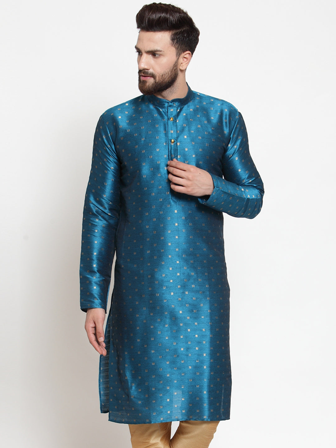 Jompers Men's Black Woven Design Straight Kurta - Distacart
