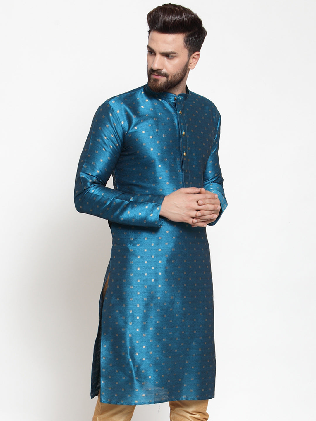 Jompers Men's Black Woven Design Straight Kurta - Distacart