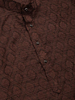 Thumbnail for Jompers Men's Woven Design Jacquard Kurta - Coffee - Distacart