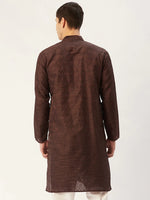 Thumbnail for Jompers Men's Woven Design Jacquard Kurta - Coffee - Distacart