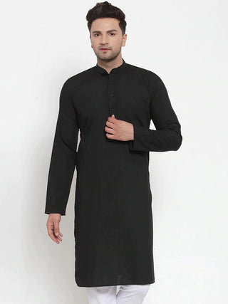 Jompers Men's Black Cotton Solid Kurta Only - Distacart
