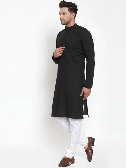 Jompers Men's Black Cotton Solid Kurta Only - Distacart