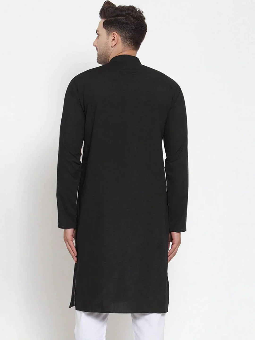 Jompers Men's Black Cotton Solid Kurta Only - Distacart