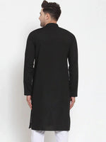 Thumbnail for Jompers Men's Black Cotton Solid Kurta Only - Distacart