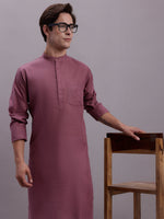 Thumbnail for Jompers Men's Cotton Solid Kurta - Magenta - Distacart