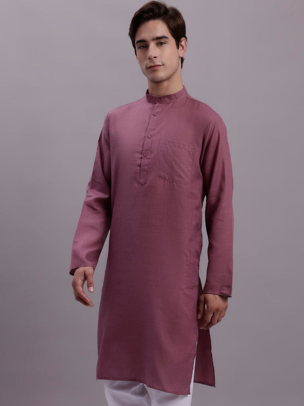 Jompers Men's Cotton Solid Kurta - Magenta - Distacart