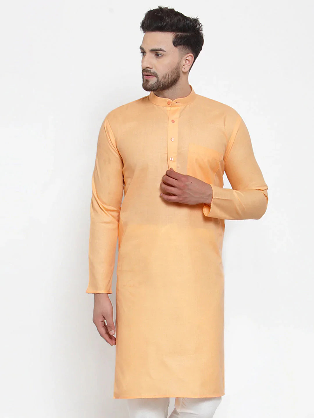 Jompers Men's Orange Cotton Solid Kurta Only - Distacart
