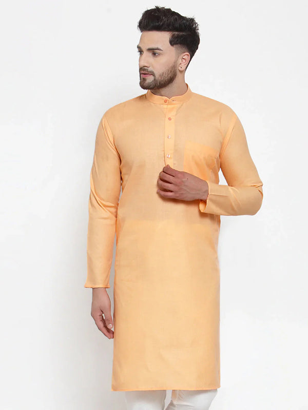 Jompers Men's Orange Cotton Solid Kurta Only - Distacart