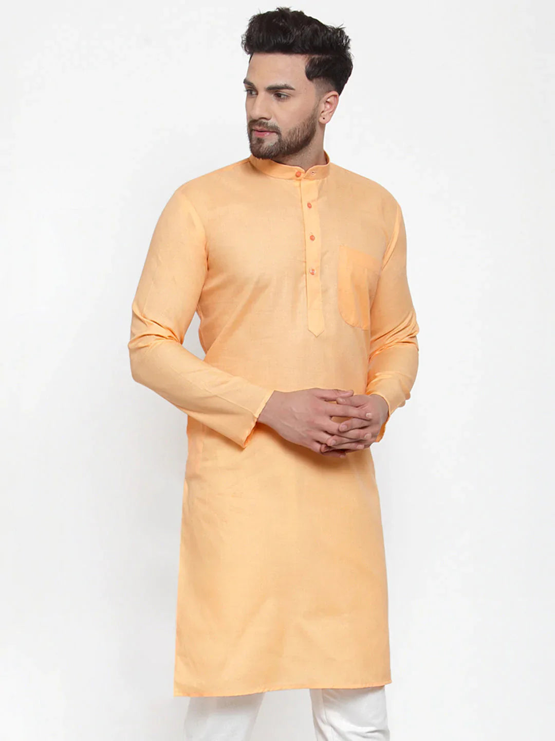 Jompers Men's Orange Cotton Solid Kurta Only - Distacart