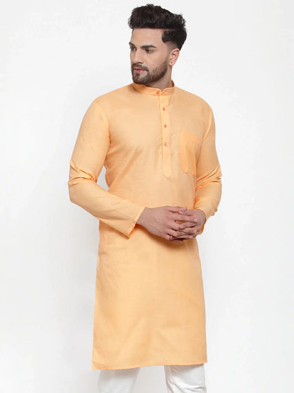 Jompers Men's Orange Cotton Solid Kurta Only - Distacart