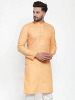 Thumbnail for Jompers Men's Orange Cotton Solid Kurta Only - Distacart