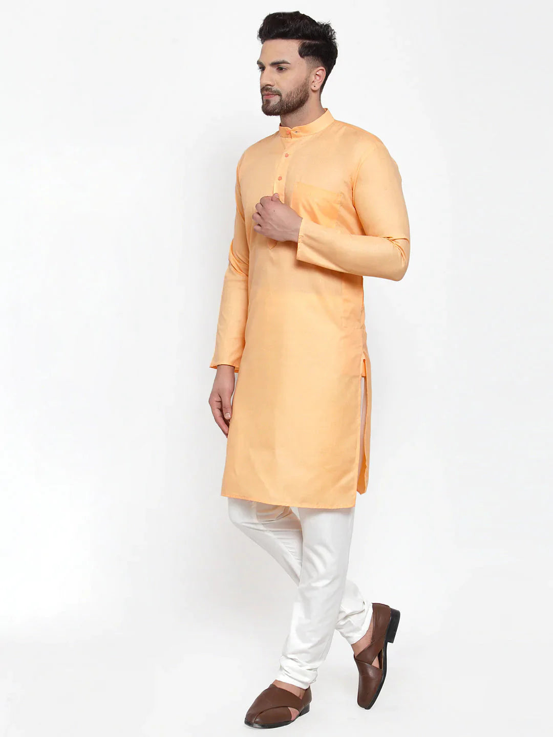 Jompers Men's Orange Cotton Solid Kurta Only - Distacart