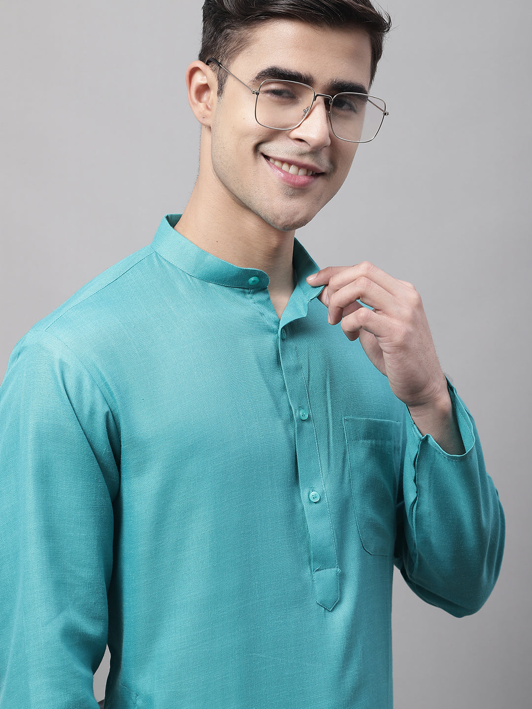 Jompers Men's Cotton Solid Kurta - Rama - Distacart