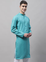 Thumbnail for Jompers Men's Cotton Solid Kurta - Rama - Distacart