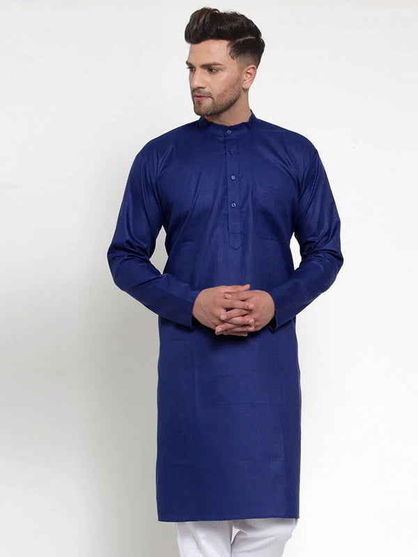 Jompers Men's Royal Blue Cotton Solid Kurta Only - Distacart