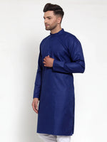 Thumbnail for Jompers Men's Royal Blue Cotton Solid Kurta Only - Distacart