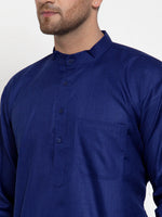 Thumbnail for Jompers Men's Royal Blue Cotton Solid Kurta Only - Distacart