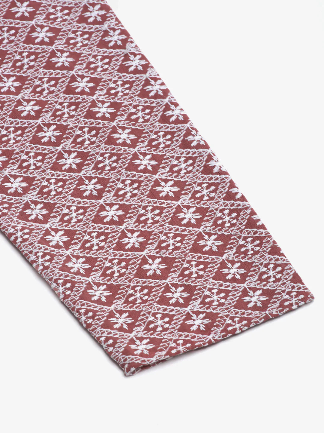 Jompers Men's Coral Red & White Embroidered Straight Kurta - Distacart