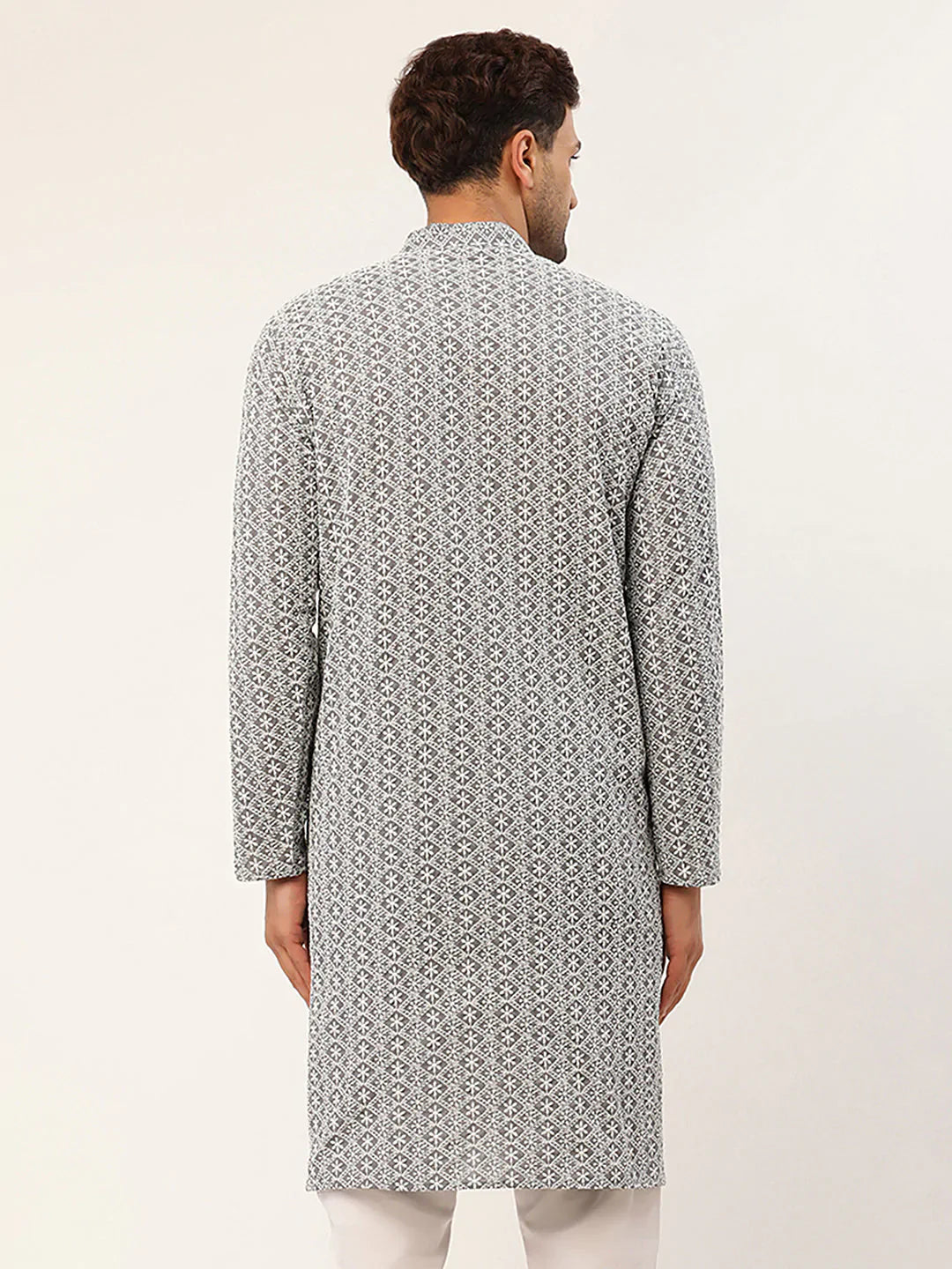 Jompers Men's Embroiderd Kurta - Grey - Distacart