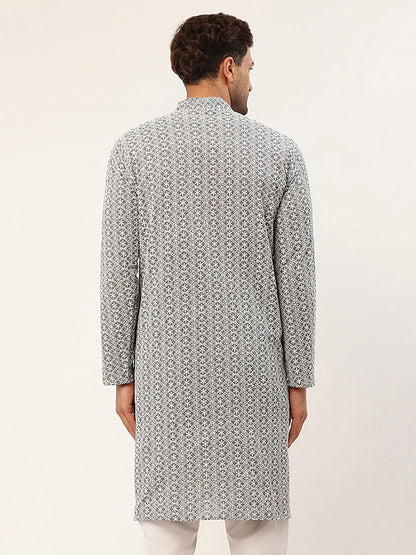 Jompers Men's Embroiderd Kurta - Grey - Distacart