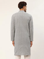Thumbnail for Jompers Men's Embroiderd Kurta - Grey - Distacart