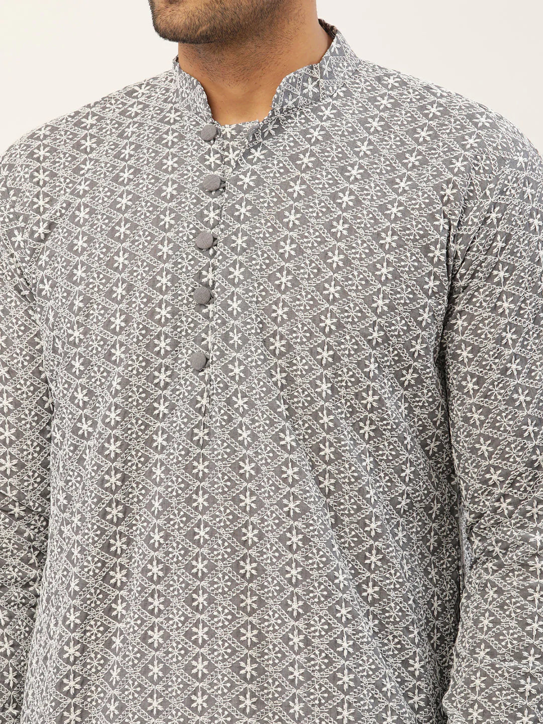 Jompers Men's Embroiderd Kurta - Grey - Distacart