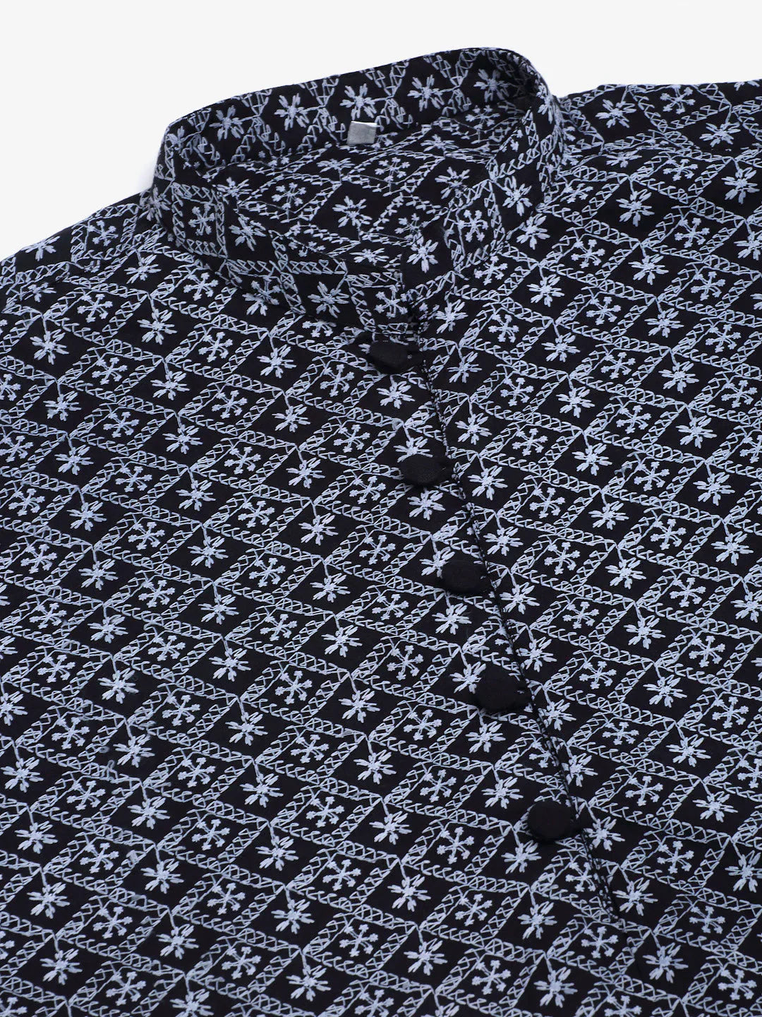 Jompers Men's Navy Blue & White embroidered Straight Kurta - Distacart