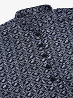 Thumbnail for Jompers Men's Navy Blue & White embroidered Straight Kurta - Distacart