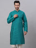 Jompers Men's Solid Dupion Silk Kurta - Teal - Distacart