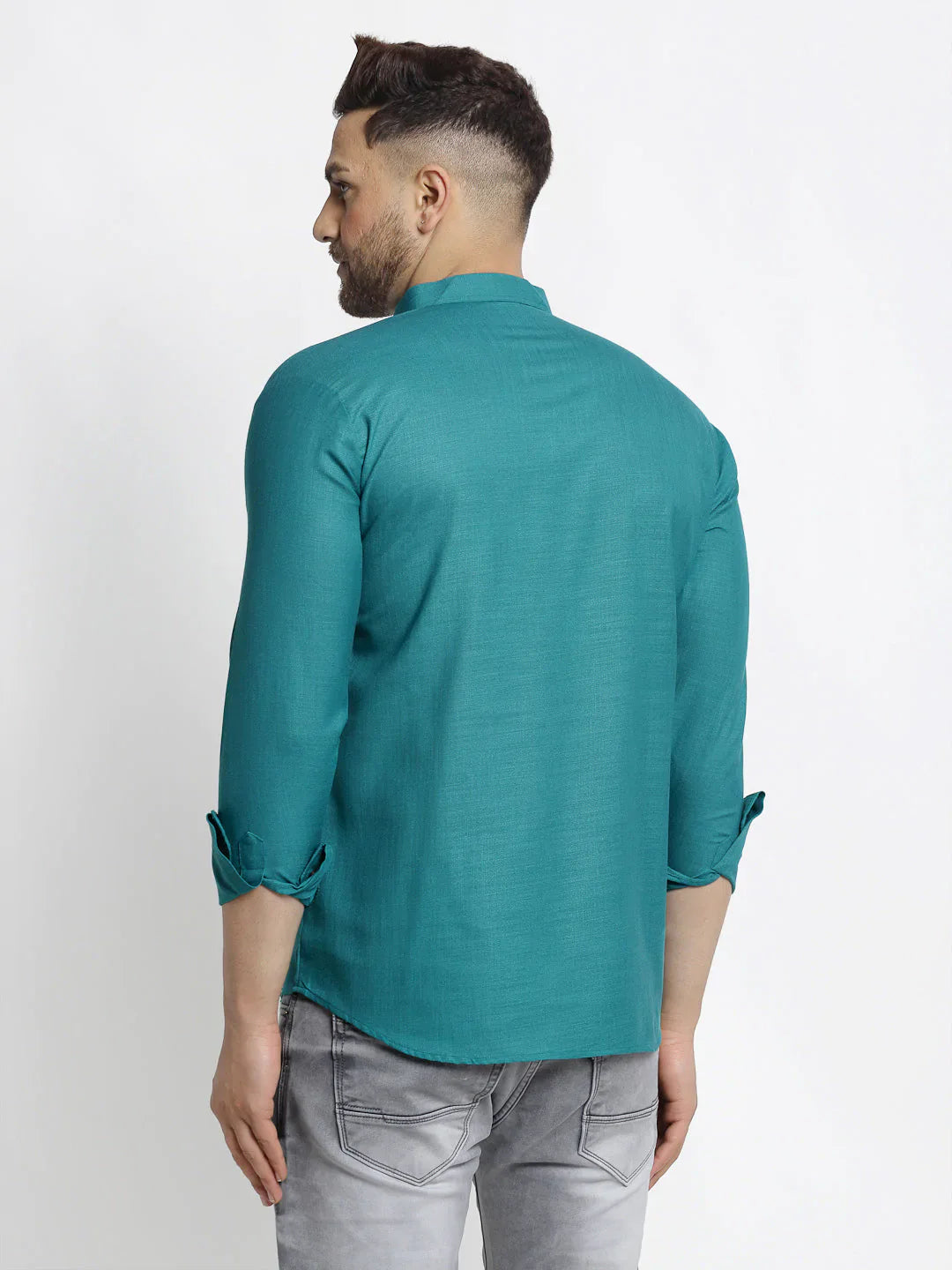 Jompers Men's Green Solid Cotton Short Kurta - Distacart