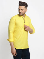 Thumbnail for Jompers Men's Lemon Solid Cotton Short Kurta - Distacart