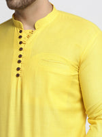 Thumbnail for Jompers Men's Lemon Solid Cotton Short Kurta - Distacart