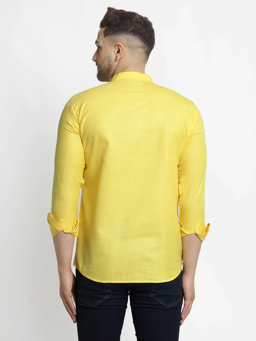 Jompers Men's Lemon Solid Cotton Short Kurta - Distacart