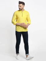 Thumbnail for Jompers Men's Lemon Solid Cotton Short Kurta - Distacart