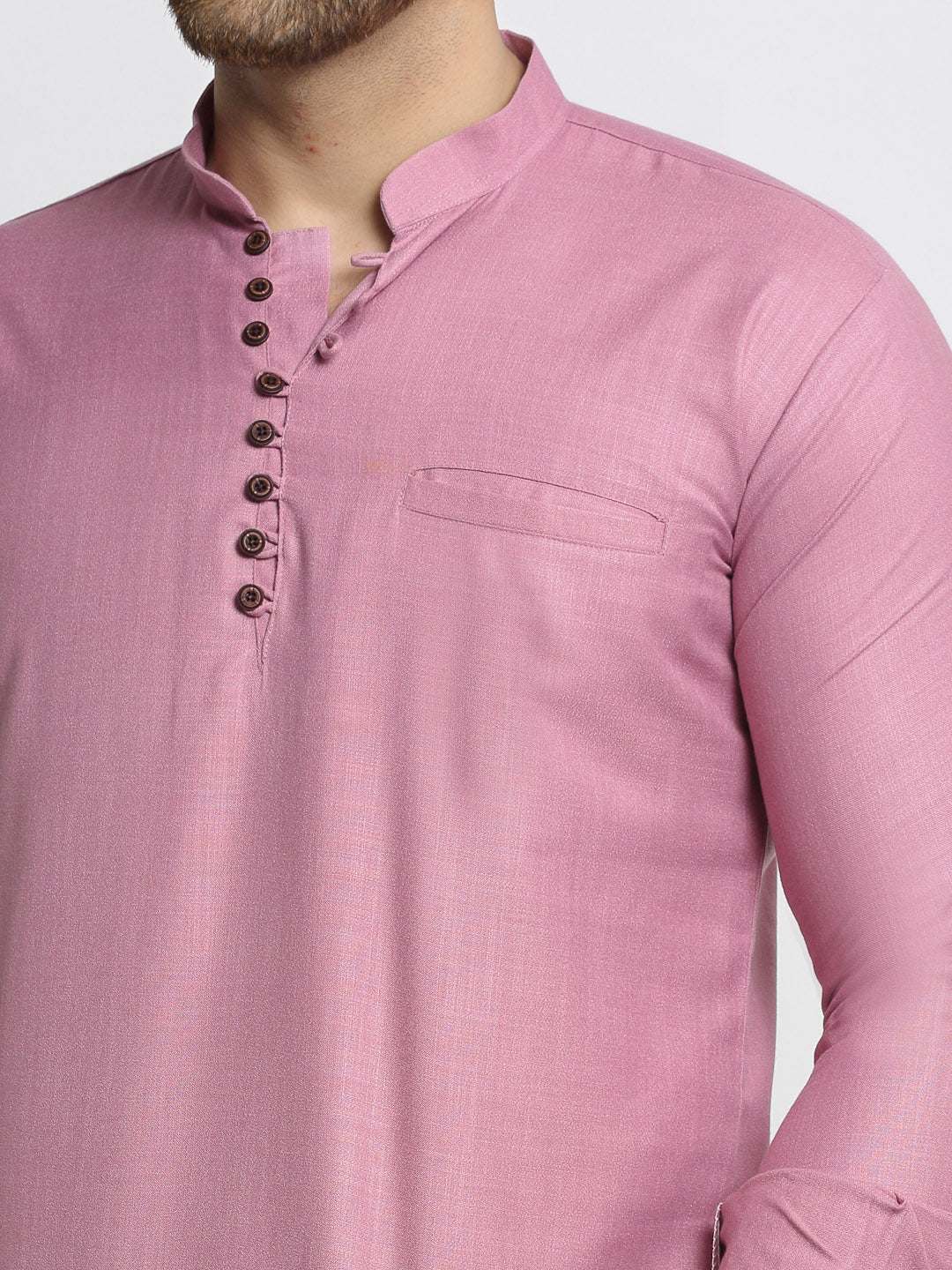 Jompers Men's Magenta Pink Solid Cotton Short Kurta - Distacart