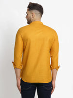 Thumbnail for Jompers Men's Mustard Solid Cotton Short Kurta - Distacart