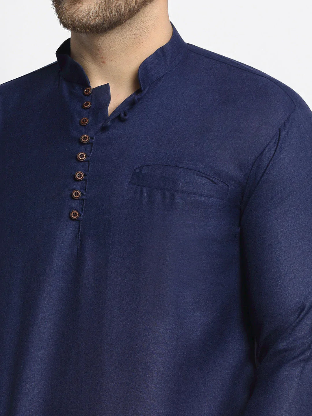 Jompers Men's Navy Blue Solid Cotton Short Kurta - Distacart