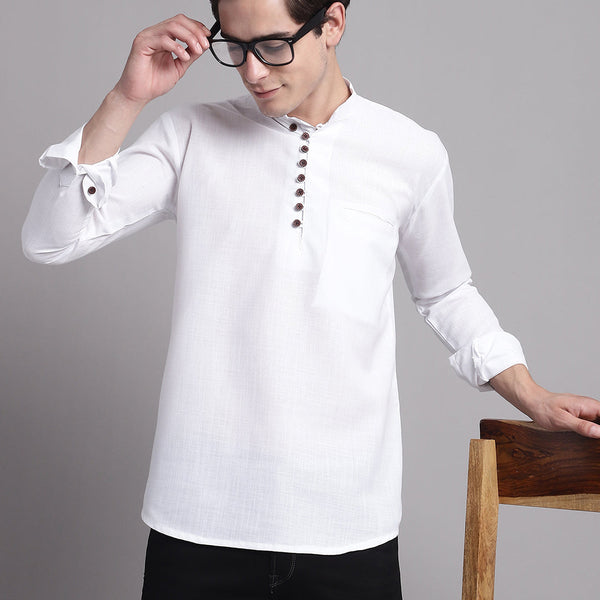 Jompers Men's Black Solid Straight Short Kurta - Distacart