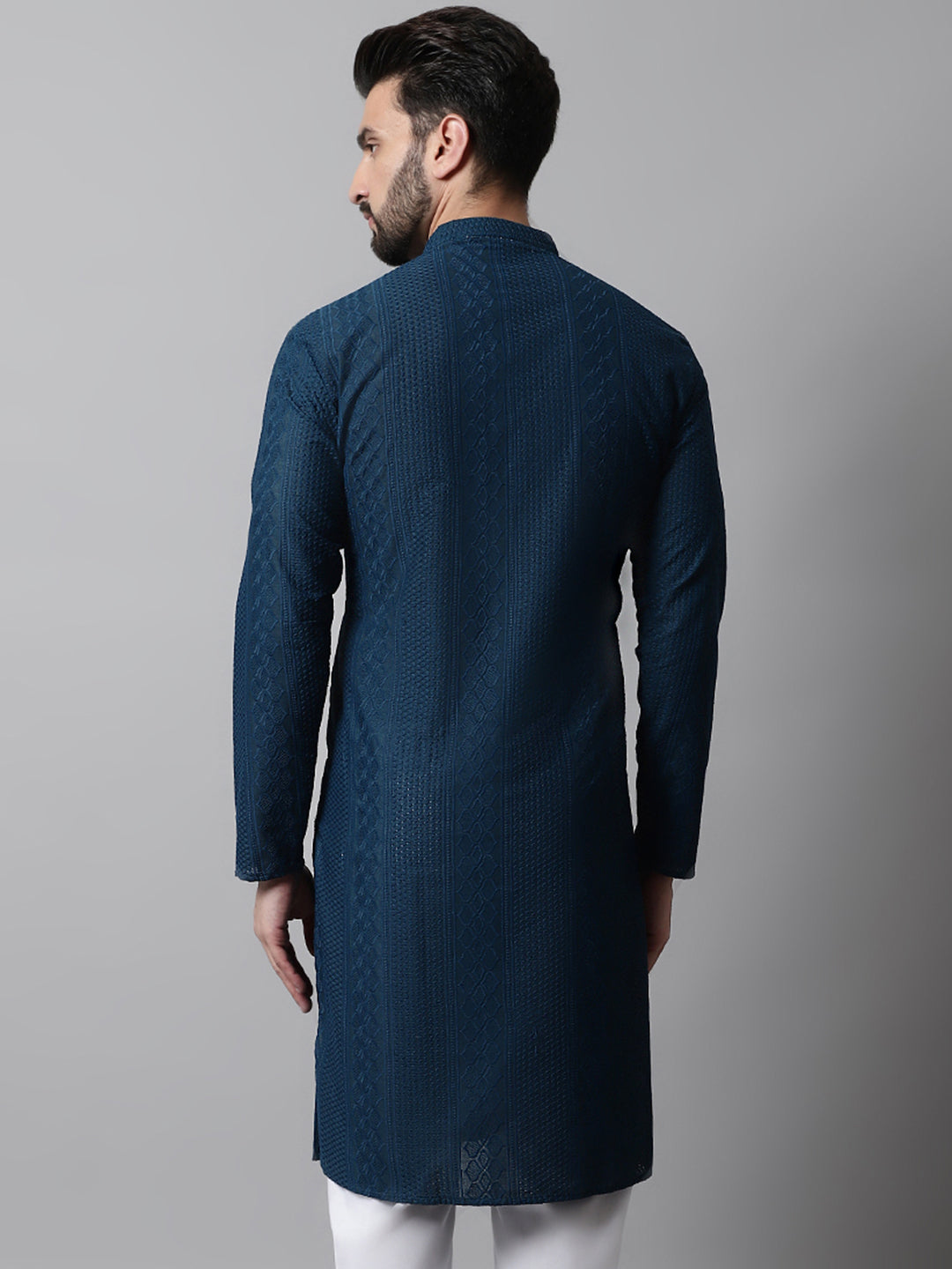 Jompers Men's Embroiderd Kurta - Teal - Distacart